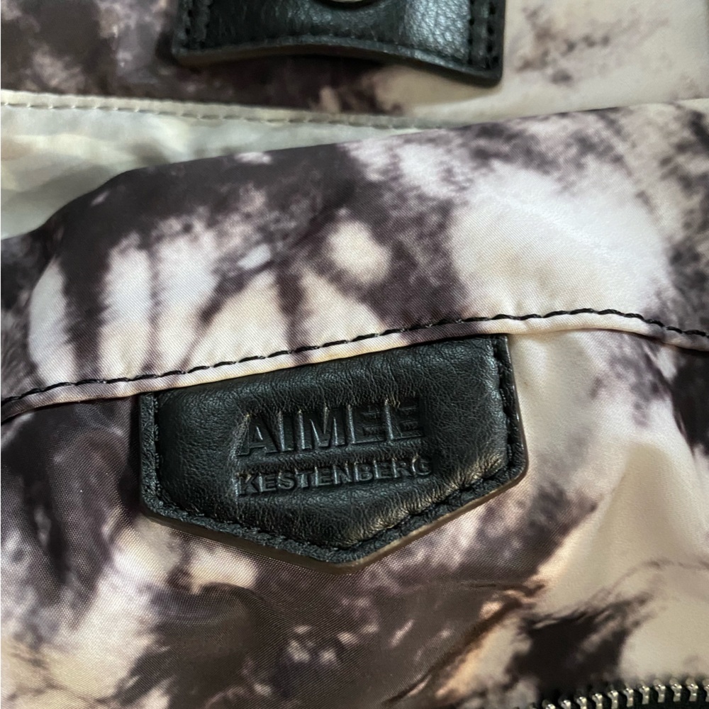 Aimee Kestenberg Lighten Up Vanilla Black/White Tie Dye Nylon Tote purse - Picture 3 of 9